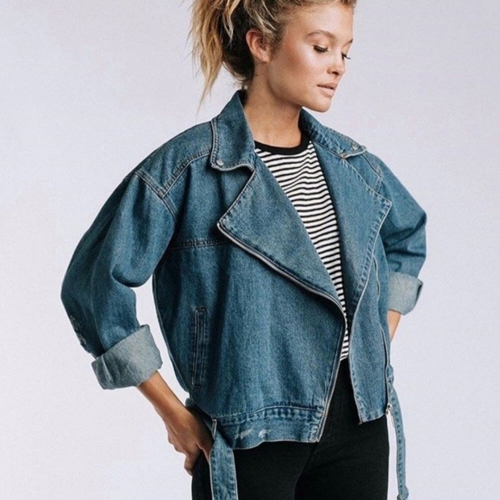 Clad and Cloth Jean Moto Jacket